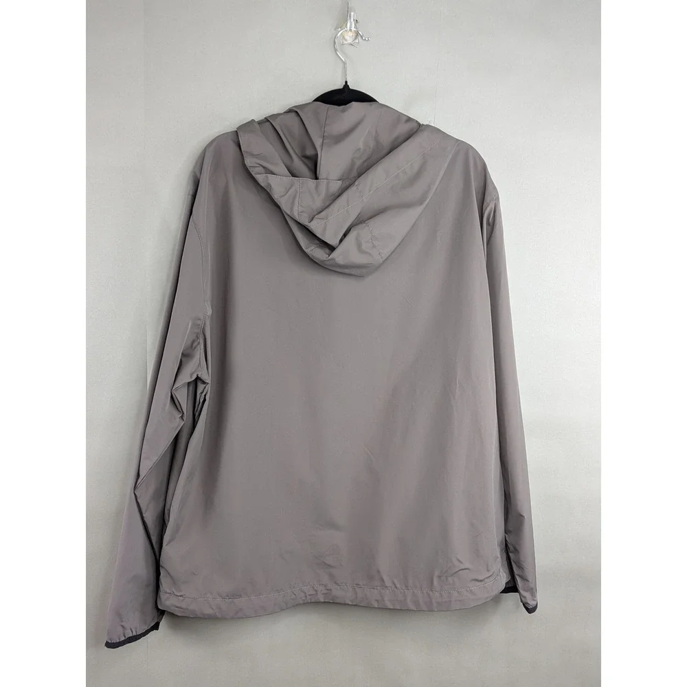 Roundtree & Yorke Mens Windbreaker L Taupe Quarter Zip Hooded Rain Jacket Sport